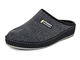 SCHAWOS Filz Hausschuh für Herren, Qualitäts-Pantoffel, Made in Germany, mit anatomisch geformtem Fußbett und aktiver Fersendämpfung, Modell: Pantoffel ungefüttert (Grau, 46 EU, Numeric_46)