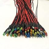 100 Stück LED-Leuchtdioden, mehrfarbige LED-Leuchten mit Linie, 20 cm, für Signalblinker, Spielzeugautos, ferngesteuertes Flugzeug (100 Stück)