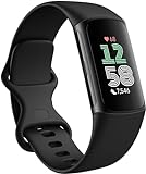 Fitbit by Google Charge 6 Activity Tracker mit 6 Monaten Premium Mitgliedschaft inklusive, 7 Tage Akkulaufzeit und Google Wallet und Google Maps - Obsidian/Black Aluminium