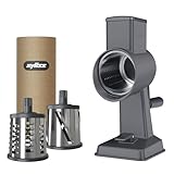 Zyliss Alu Trommelreibe Set, Käsereibe mit Kurbel, Gemüsereibe mit 3 Trommelklingen/Trommelblättern, Gemüseschneider, 5 Jahre Garantie