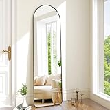Bogenförmiger Ganzkörperspiegel 48x160 cm mit Metallrahmen – Elegantes Design für stilvolles Outfit-Fotoshooting & perfekte Raumdekoration (Schwarz, Stabiler Standfuß inklusive)