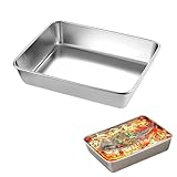 Edelstahl Klein Auflaufform Ofenblech, 26 x 20 x 5cm Rechtecke Panierschalen, Edelstahl Tiefes Backblech, Ofenschale Fettpfanne, Backblech aus Rostfreiem Stahl, für Schnitzel, Fleisch, Fisch, Kuchen