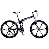 IEOWY 24/26 Zoll faltbares Mountainbike 21-Gang, Doppelscheibenbremsen, Schnellspannmechanismus, Sechsblattrad, Hi-Ten-Stahlrahmen, faltbares Fahrrad