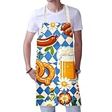 Baoqifong Küchenschürze - Oktoberfest Schürze - Atmungsaktive verstellbare Bund Schnürung Karo Ölgeschützt für Service Personal Grill Kunststudio Haushalt