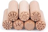 OLYCRAFT 7PCS Holz Keramik Werkzeuge Stempel Säule Holz Stempel Naturholz Stempel Mit Gemischten Mustern Für Ton und Keramik Weihnachten Geburtstagsgeschenk - 5x2x2cm