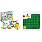 LEGO DUPLO Disney Mickey and Friends Camping-Abenteuer Set & DUPLO Bauplatte in Grün, Grundplatte für DUPLO Sets, Konstruktionsspielzeug für Kleinkinder 10980