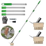 Unkraut Fugenbürste mit Stiel, 2 Stück Unkrautbürste mit Fugenkratzer, Pflastersteinebesen mit Kratzkante, Gartenbesenunkrautbürste, Fugenbesen Pflastersteine, für Moos und Unkraut Ersatzbürsten