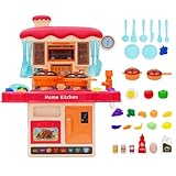 Kinderküche, Spielküche für Kleinkinder, Mini-Küchenspielzeug-Set mit Realistischen Lichtern, Geräuschen, Sprühsimulation,Fließendem Wasser,kochgeschirr Kinder,Für Kinder ab 3 Jahren Geeignet.
