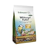 Erdtmanns Wildvogelfutter Plus 4 x 800 g Standbeutel | Geeignet für alle Jahreszeiten | Saubere Futtersteller | Für die Balkonfütterung