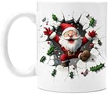 Albrayst Weihnachtliche Keramiktasse, 325 ml, doppelseitiges Design für Feiertagsstimmung, festlicher Zwergdruck, ideal für heißen Kakao, Kaffee, Tee, Geschenk (8,1 cm breit x 9,4 cm hoch)