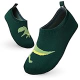 Aisprts Hausschuhe Kinder Jungen Mädchen Pantoffeln Atmungsaktive Rutschfest Barfuss Hausschuhe Kinder Weiche Leichte Kindergarten Hausschuhe, Grün Dinosaurier, 32/33 EU