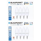 Blaupunkt LED Kerze, E14 Sockel, 7W, ersetzt für 50W Glühlampe, Neutralweiß 4000K, natürliches Tageslicht, nicht dimmbar, 595 Lumen, Glühbirnen Raumbeleuchtung, 8 Stück (8er Pack)