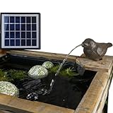 Storm's Gartenzaubereien Wasserspeier Spatz inkl.Solar- Pumpe Gusseisen Teichdeko