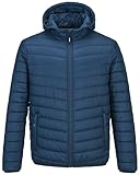 Outdoor Ventures Leichte Steppjacke Herren Übergangsjacke Packbare Puffer Jacke Winterjacke für Männer Zum Ski Wandern Reisen Navy Blau L