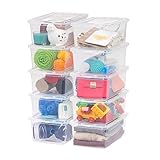 Iris Ohyama Vielseitige Aufbewahrungsboxen, 5L, 10er-Set, Transparent, Deckel leicht schließbar, Stapelbar, Für Schrank, Regale, Klassenzimmer, Organisation, Spielzeug, Kunstbedarf, Schuhe, CNL-5