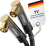 KabelDirekt – 4K Antennenkabel, Koaxialkabel, TV Kabel 90° gewinkelt – 3m – Fernsehkabel digital & analog – Erhältlich in 0,5-20m (Winkel-Stecker/Winkel-Buchse, DVB-C/DVB-T/DVB-S, schwarz)