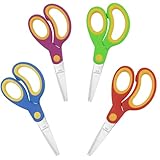 3 Stück Kinder Schere, Kinderschere, Schulschere rund, Stumpfe Spitze Sicherheit Kinder Handwerk Schere, Geeignet für handgefertigte und geschnittene Gegenstände, Rot, Blau, Grün, Lila
