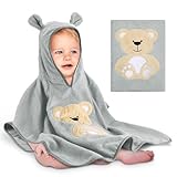 Yosemy Kapuzenhandtuch Baby - OEKO TEX - Baby Handtuch Kapuze 100% Baumwolle Badeponcho Kinder Babyhandtuch mit Kapuze Weich & Super Saugfähig 0-3 Jahre-Bär