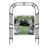 Rosenbogen Rankgitter Rosenhilfe Aus Pulverbeschichtetem Stahl, Gartenbogen Torbogen Pergola Für Kletterpflanzen, 120x240cm 150x240cm 200x240cm, Hochzeitsbogen Robuste Für Außenbereich (Farbe : Schwa