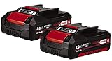 Original Einhell Akku PXC-Twinpack 2,0 Ah Power X-Change (Li-Ion, 18 V, 2 St. 2,0 Ah-Akkus, universell für alle PXC-Geräte, proaktives Batteriemanagement, angepasste Ladezyklen)