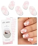JMEOWIO Nagelfolie Creme Rosa Weiße Blume Gel Nail Nagelfolien Selbstklebend Nagelsticker Uv Härtend Dekoration Nageldesign Zubehör