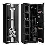 VEVOR Gewehrschrank Langwaffenschrank für Gewehre & Pistolen, feuerfester Gewehrtresor mit 3 Munitionsfächern & 2 verstellbaren Regalen, großer Waffenschrank mit Schlüssel & Passwortschloss