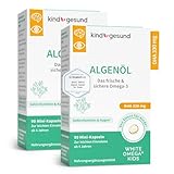 Omega 3 Kinder - 330 mg DHA pro Tagesdosis - Omega 3 vegan aus Algenöl - ohne Fischgeschmack - zuckerfrei - Algenöl Kapseln für Kinder - 180 Mini Pearlz - 100% vegan - White Omega Kids (180 Kapseln)