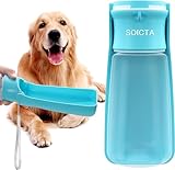 Trinkflasche Hunde für Unterwegs zum Gehen 560ml oder 350ml Hundetrinkflasche für Unterwegs für Welpen Kleine Mittel Große Trinkflasche Hund Hunde Trinkflasche to Go(560ml Blau)