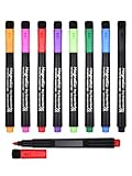 Willingood Folienstift abwischbar, 8 stück Whiteboard Marker, trocken abwischbar Whiteboard Stifte, Whiteboard Marker magnetisch, Marker mit Schwamm Rundspitze, Erase Marker mit Radiergummi