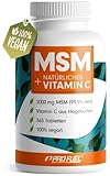 MSM 2000mg pro Tag + natürliches Vitamin C - 365 MSM Tabletten mit Methylsulfonylmethan - kompakteres MSM Pulver als bei MSM Kapseln - hochdosiert mit 1000 mg pro MSM Tab - laborgeprüft mit Zertifikat