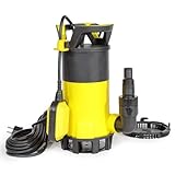 Wiltec 3 in 1 Flachsauger Tauchpumpe 400 W, Schmutzwasserpumpe 8000 l/h, Flachwasserpumpe mit Schwimmer, Flachsaugpumpe für Keller, Garten Wasserpumpe