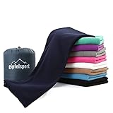 Mikrofaser Fleece Decke mit Schlafsackfunktion I Größe 185 x 150cm, 690 g I Microfaser Camping Deckenschlafsack I Navy