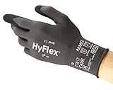 Ansell HyFlex 11-840 Professionelle Arbeitshandschuhe, Rutschfeste Nitril-Beschichtung, Industrie-Schutzhandschuhe für Mechanik, Werkstatt und Montage, Waschbare, Schwarz, Größe L (1 Paar)