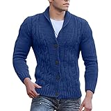 Vekewsap Zopfmuster Strickjacke Herren Cardigan Strickwaren Strickjacken Grobstrick Herrenjacke Übergangsjacke Mit Knöpfen Strickmantel Pullover V-Ausschnitt Beiläufig Winterjacke Sweater Strickpulli