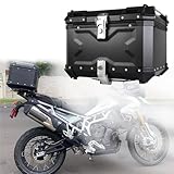 XCSCUK Motorrad-Heckbox, Kofferraum-Tour-Aufbewahrungskoffer, mit Rückenlehne, Universal-Motorrad-Topcase, zur Helmaufbewahrung (Black 45L)