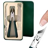 Nagelschere für Frauen, abgewinkelte Zehennägel | Korrekturwerkzeug für eingewachsene Nägel mit rutschfestem Griff, Spritzschutz und breiten, abgewinkelten Klingen für Männer und ältere Menschen