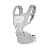 Ergobaby Alta Hip Seat Babytrage mit Babyhüftsitz für Babys und Kleinkinder ab 4 Monaten (5,5 kg - 20,4 kg), Hüftsitz Trage Hüfttrage mit SoftFlex Mesh, Pearl Grey