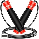 Gritin Springseil, Speed Rope Verstellbar mit Rutschfest & Ergonomisch Griffe, 3 Meter Länge Einstellbar Seil mit Skalenmarkierung, für Fitness & Ausdauer & Seilspringen, inkl. Längenversteller