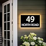 Personalisiertes LED-beleuchtetes Hausschild, Individuelle Nummern-/Text-Adressplakette, Wasserfestes Türschild(Warm white,20x40cm)
