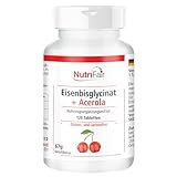 Eisenbisglycinat + Acerola - mit 40mg Eisen & 160mg Acerola pro Tablette - 120 Tabletten - Hochdosiert - 100% Vegan – Deutsche Produktion & Laborprüfung - NutriFair | Premium & Fair