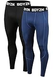 Herren 2er Pack Kompressionshose Grundschicht Sport Leggings Laufhosen für Männer Fitness Strumpfhosen schwarz/dunkelblaue XL