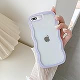 QLTYPRI Kompatibel mit iPhone 7 Plus Hülle, iPhone 8 Plus Transparent Handyhülle Aesthetic Curly Case Frauen Mädchen Girls Süßes Wellen Design Silikon TPU Bumper Schutzhülle - Lila
