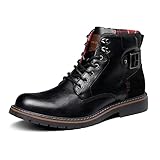 Bruno Marc Herren Motorrad Stiefel Schnürstiefel Klassische Chukka Boots Biker Freizeitschuhe,Size 45,Schwarz,SBBO2215M-E