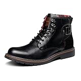 Bruno Marc Herren Motorrad Stiefel Schnürstiefel Boots Klassische Chukka Boots Freizeitschuhe SCHWARZ SBBO2215M-E Größe 44 (EUR)