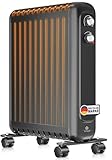 KESSER® Ölradiator energiesparend 2500W | Thermostat, Schnell Heizlüfter | Elektroheizung ölgefüllt + 3 Heizstufen, Schutzgehäuse, 360° Rollen | Konvektor Heizung elektrisch | Electric Heater, Schwarz