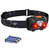 Hosonic Stirnlampe LED Kopflampe Rotlicht Weiß Licht AAA Batterie Headlamp Wasserdicht 4 Modi Headlight Für Kinder Erwachsene Camping Laufen Joggen Angeln