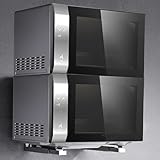 ZYNCUE Einziehbares faltbares Backofenrost für die Küche, Wandmontage, Mikrowelle, aus kaltgewalztem Stahl, 400 mm Verlängerung, inklusive Montagematerial, schwarz