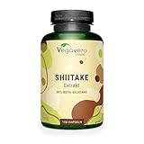 Shiitake Kapseln Vegavero | Mit 750 mg Shiitakeextrakt pro Einheit | 1500 mg Tagesdosis | 40% Polysaccharide & 30% Beta Glucan | 100% Natürlich & Vegan | Ohne Zusatzstoffe | 120 Stück