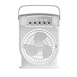 Pitxsgsia Ventilator für Klimaanlage, USB, persönlicher Luftkühler, Mini-Luftbefeuchter, Zerstäuberventilator mit 7 Farben, LED-Lichter, tragbarer Ventilator, Weiß