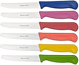Rosenstein & Söhne Brötchenmesser: 6er-Set bunte Frühstücksmesser mit Wellenschliff, 11,4 cm Klingenlänge (Vespermesser, Messer Wellenschliff, Keramikmesser)